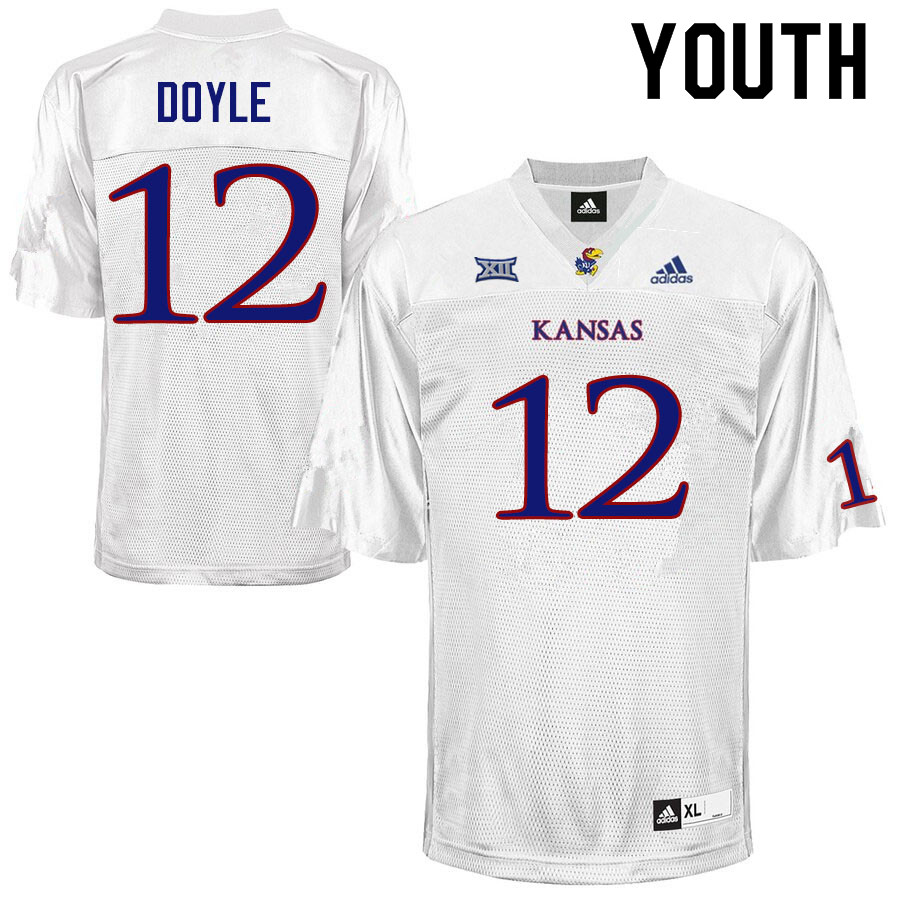 Youth #12 Kevin Doyle Kansas Jayhawks College Football Jerseys Sale-White